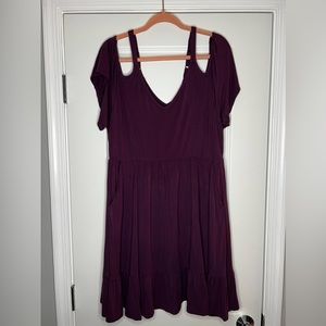 Torrid Mini Super Soft Cold Shoulder Dress, 2 (2X, 18-20), Purple